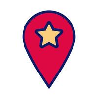 pin pointer location with star line and fill style icon vector