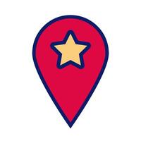 pin pointer location with star line and fill style icon vector