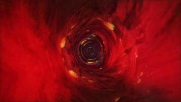 3D art space exploration through colorful wormhole loop video