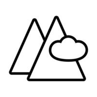 montaña con icono de estilo de línea de nube vector