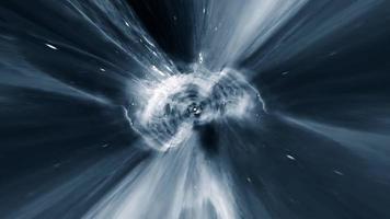 Bucle de vuelo hiperespacial a través de la nebulosa nube azul blanca video