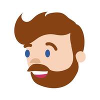 man with beard head flat style vector