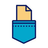 document file in pocket icon vector