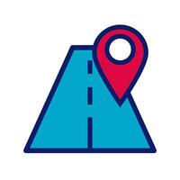 road with pin pointer location line and fill style icon vector