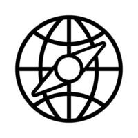 sphere planet with arrow compass line style icon vector