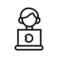 man using laptop computer line style icon vector