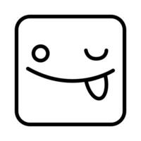 square emoji crazy face line style icon vector