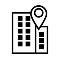 building with pin pointer location line style icon vector