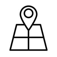 paper map guide with pin location line style icon vector