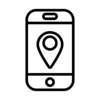 smartphone with pin pointer location line style icon vector