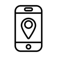 smartphone with pin pointer location line style icon vector