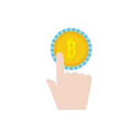 bitcoin money with hand index flat style vector