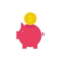 piggy savings with coin money dollar flat style vector