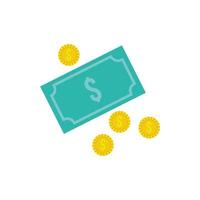 bill and coins money dollars flat style vector