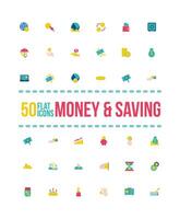 bundle of saving set icons with lettering flat style vector