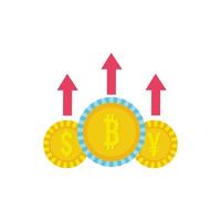 monedas de dólar con libra esterlina y yen estilo plano vector