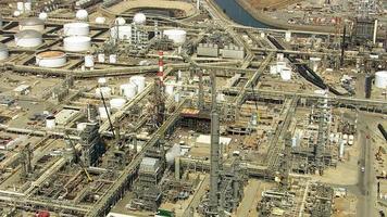 Aerial shot of off oil refinery, Southern California video