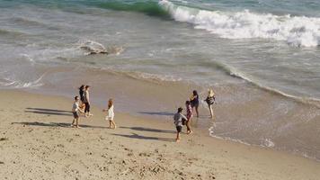 Gruppe junger Leute zusammen am Strand video