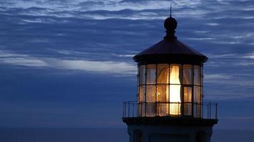 Closeup shot of Heceta Head lighthouse at night