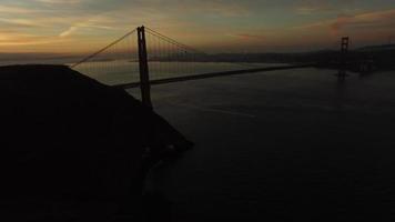 Golden Gate Bridge at dusk, San Francisco, California, aerial shot