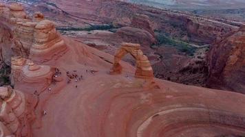 Aerial view of Delicate Arch at Arches National Park, Utah video