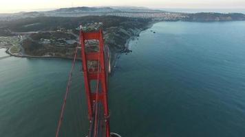 Golden Gate Bridge in San Francisco, California, aerial shot video
