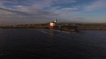 Aerial view of Coquille River Lighthouse in Bandon, Oregon