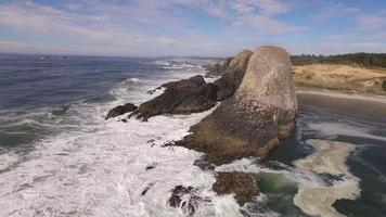 flygfoto av Oregon kusten, säl rock video