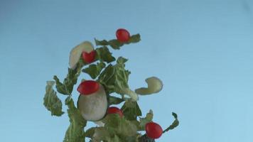 Salad flying in slow motion, shot with Phantom Flex 4K at 1000 frames per second video