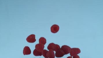 Raspberries flying in slow motion, shot with Phantom Flex 4K at 1000 frames per second