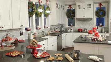 Innenaufnahme der weihnachtlich dekorierten Küche