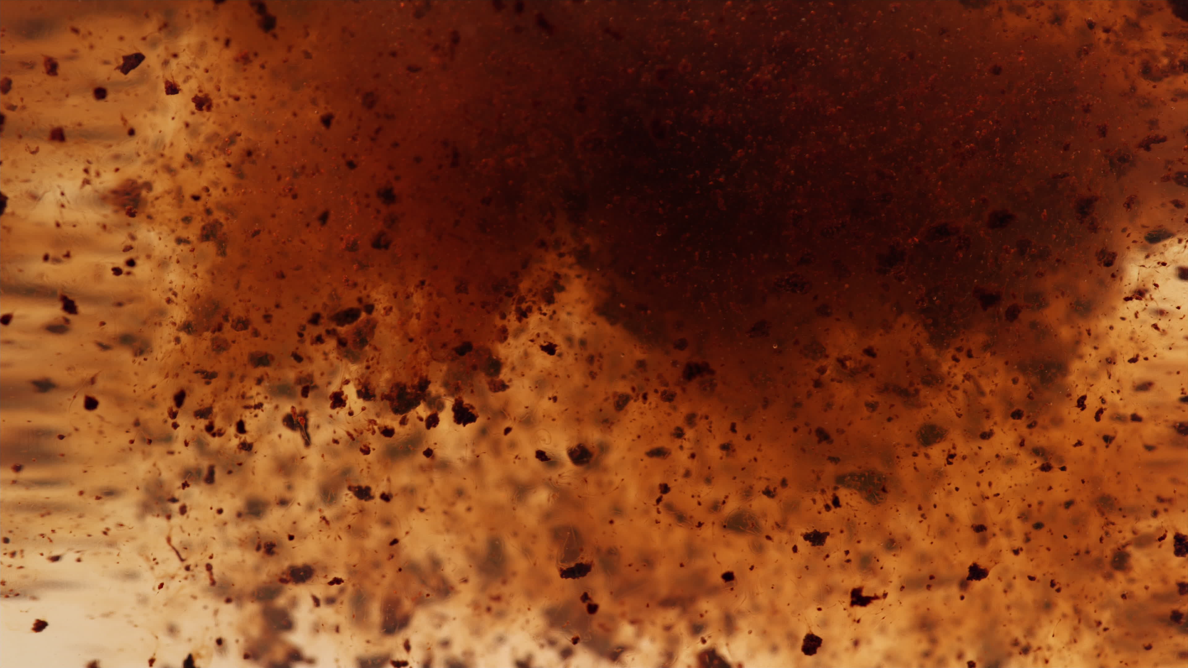 Instant coffee particles dissolving in water, shot with Phantom Flex 4K