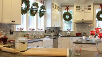 Kitchen decorated for Christmas video