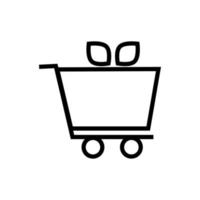 leafs plant ecology in shopping cart line style vector