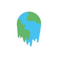 world planet earth melting flat style vector