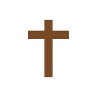 icono de estilo plano de religión de cruz de madera vector