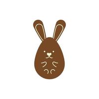conejo de chocolate de huevo de pascua pintado estilo plano vector