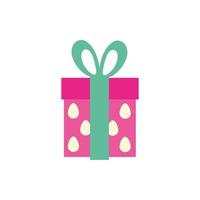 gift box present with eggs pattern flat style icon vector