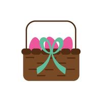 spring eggs painted in basket flat style vector