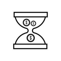 monedas dinero dólares en icono de estilo de línea de reloj de arena vector