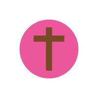 wooden cross religion block and flat style icon vector