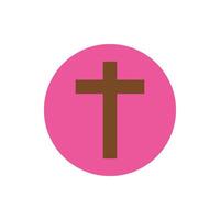 wooden cross religion block and flat style icon vector