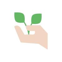 hand lifting leafs plant ecology flat style vector