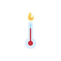 thermometer temperature measure with flame flat style vector