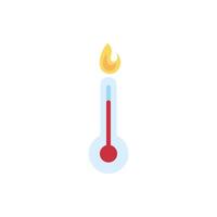 thermometer temperature measure with flame flat style vector