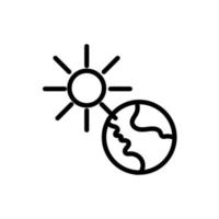 world planet earth with sun line style vector