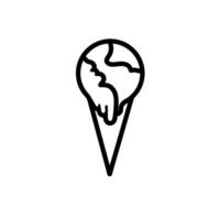 world planet earth in ice cream cone line style vector