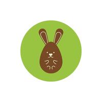 chocolate rabbit of easter egg painted block and flat style vector