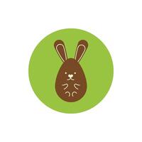 conejo de chocolate de huevo de pascua pintado en bloque y estilo plano vector