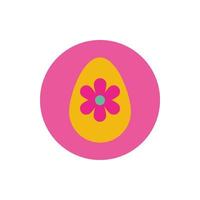 easter egg painted with flower block and flat style vector